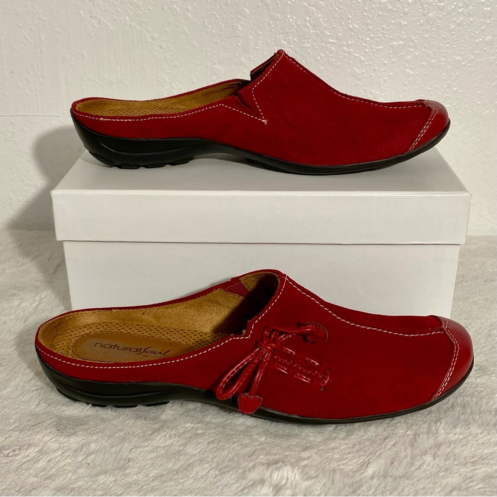 Natural Soul by Naturalizer Red Suede Slip-On Mules Women’s Size 8.5M - Picture 3 of 11